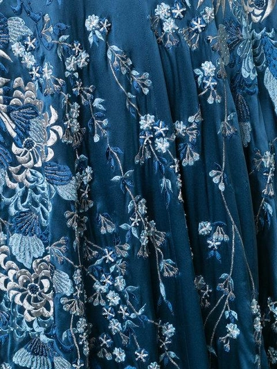 Shop Natori Floral-embroidered Caftan Dress In Blue