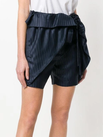 Shop Stella Mccartney Striped Silk Shorts In Blue