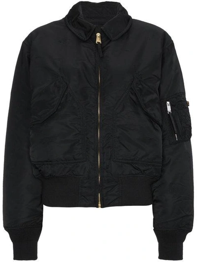 Shop Alyx Logo Applique Bomber Flight Jacket - Black