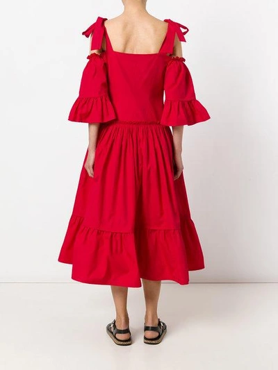 Shop Alberta Ferretti Cutout Shoulder Tiered Dress