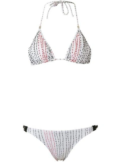 Shop Amir Slama Embroidered Triangle Bikini Set - White