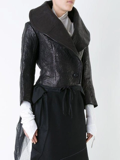 Shop Aganovich Wide Lapel Cropped Jacket - Black