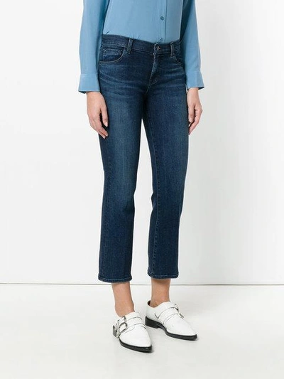 Shop J Brand Cropped Denim Jeans In Blue