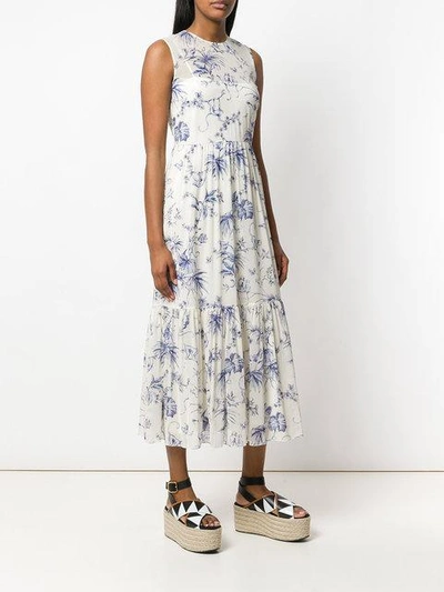 Shop Red Valentino Floral Print Dress In A03 Blue Ivory
