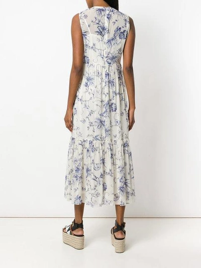 Shop Red Valentino Floral Print Dress In A03 Blue Ivory