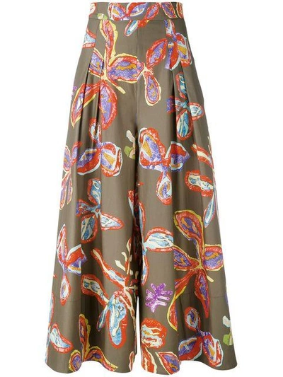 Shop Peter Pilotto Floral Palazzo Trousers In Green