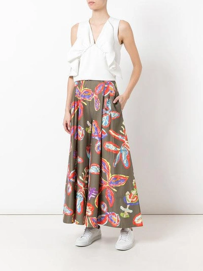 Shop Peter Pilotto Floral Palazzo Trousers In Green