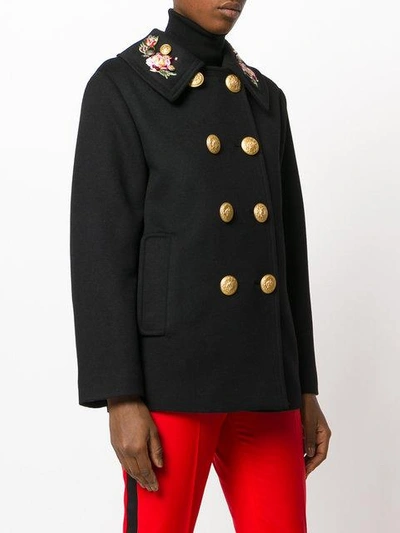 Shop Dolce & Gabbana Double Breasted Military Coat In Black