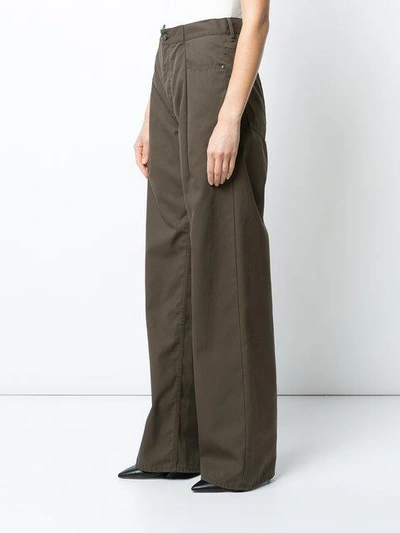 Shop Maison Margiela Oversized Wide Leg Trousers - Green