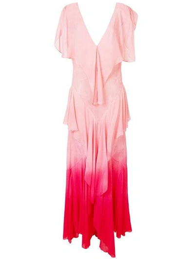 Shop Attico Ruffle Tiered Maxi Dress In Pink