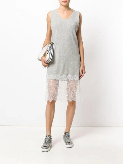Shop Walk Of Shame Lace Trim Dress In Grey