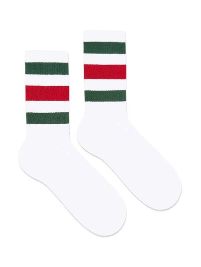 Shop Gucci Stretch Cotton Socks With Web In White