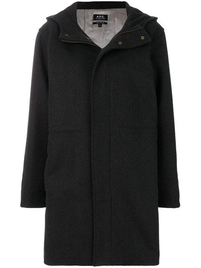 Shop Apc Hooded Duffle Coat In Black