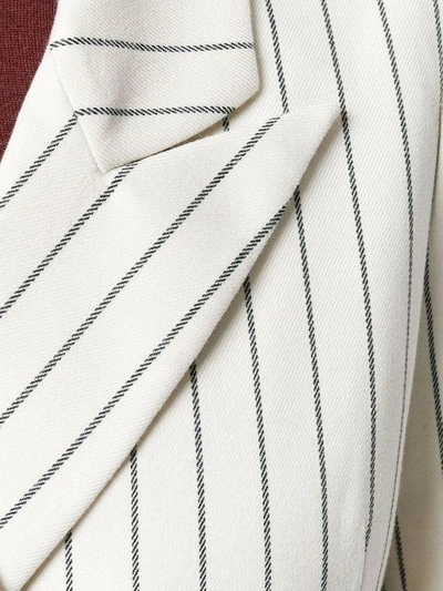 Shop Les Coyotes De Paris Double-breasted Pinstripe Blazer - White