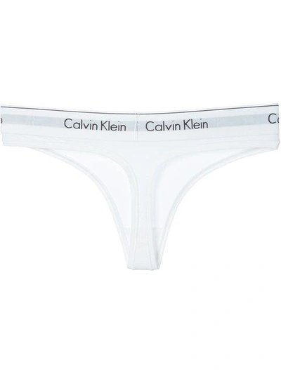 Calvin Klein Underwear Modern Dot Cotton Thong In White