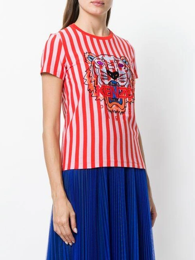 Shop Kenzo Striped Tiger T-shirt In Red