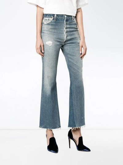 Shop Re/done Levi's Distressed High Waisted Cropped Jeans - Blue
