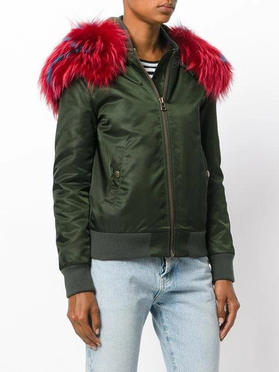 Shop Mr & Mrs Italy Fur Lined Bomber Jacket In Green