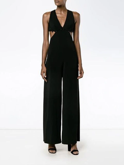 Shop Adam Selman 'whodunit' Cut Out Jumpsuit In Black