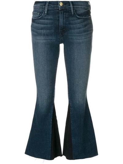 Shop Frame Flared Cropped Jeans In Blue