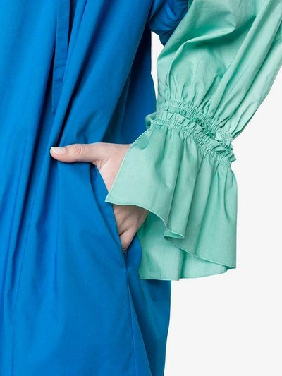Shop Vika Gazinskaya Blue Ruched Sleeve Dress