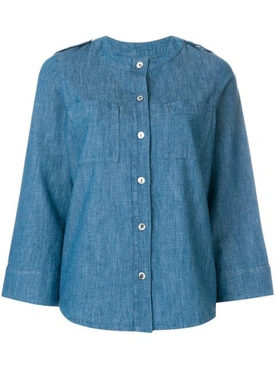 Shop A.p.c. Buttoned Denim Blouse In Blue