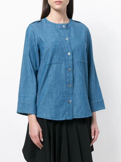 Shop A.p.c. Buttoned Denim Blouse In Blue