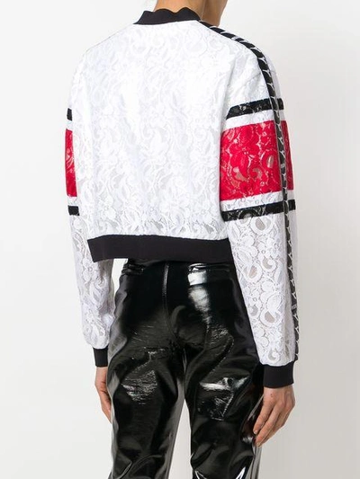 Shop Msgm X Diadora Lace Bomber Jacket In White