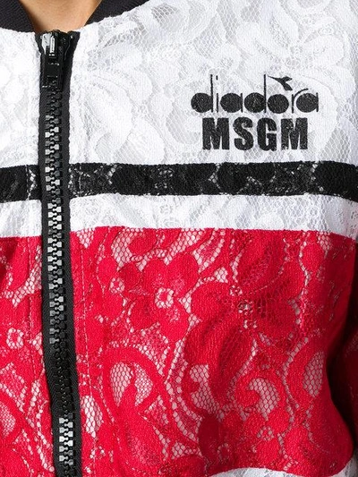 Shop Msgm X Diadora Lace Bomber Jacket In White