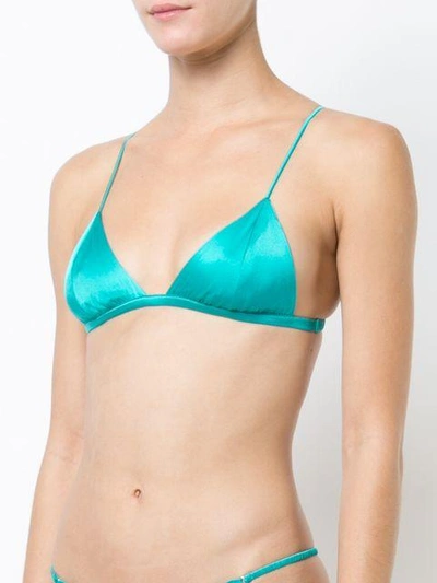 Shop Fleur Du Mal Luxe Triangle Bra In Blue