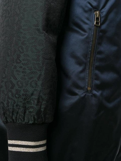 Shop Alessandra Chamonix Long Panelled Bomber Jacket In Blue