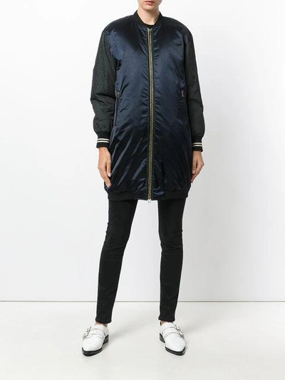 Shop Alessandra Chamonix Long Panelled Bomber Jacket In Blue