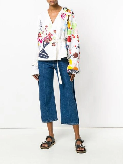 Shop Loewe Floral Belted Blouse In Multicolour
