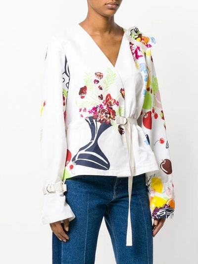 Shop Loewe Floral Belted Blouse In Multicolour