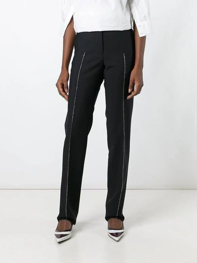 Shop Jil Sander Metallic Detailing Trousers - Black