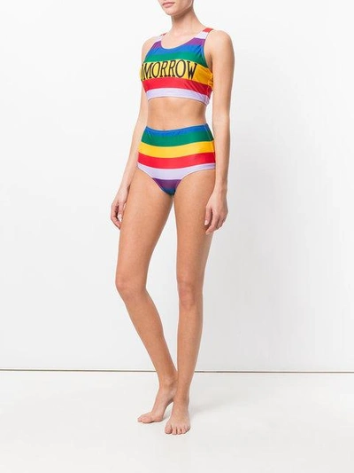 Shop Alberta Ferretti Tomorrow Rainbow Stripe Two-piece Swimsuit - Multicolour