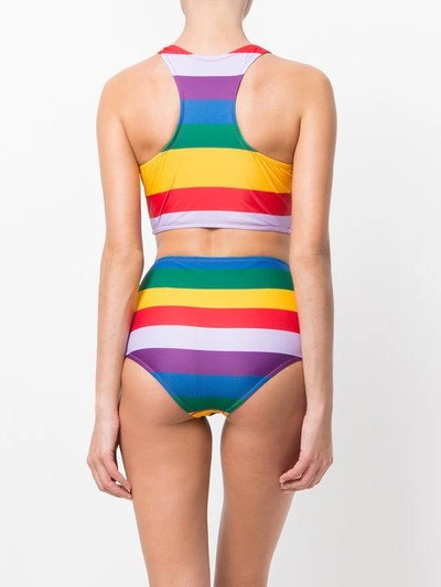 Shop Alberta Ferretti Tomorrow Rainbow Stripe Two-piece Swimsuit - Multicolour