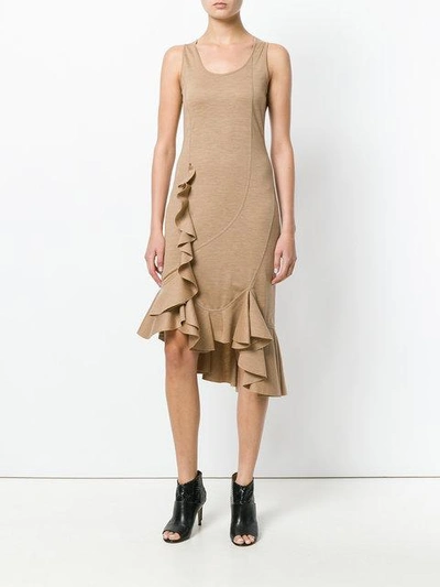 Givenchy Brown Sleeveless Ruffle Dress