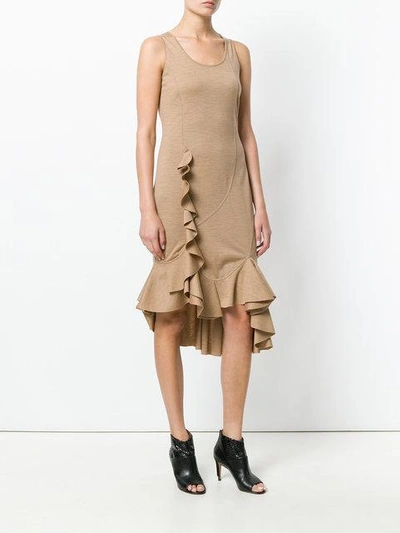 Givenchy Brown Sleeveless Ruffle Dress