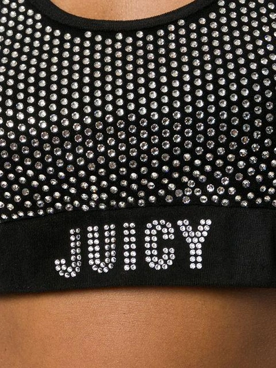 Shop Juicy Couture Swarovski Embellished Velour Crop Top In Black