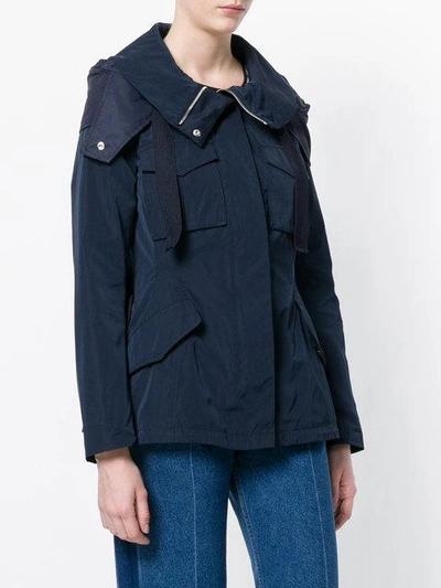 Shop Moncler Belted Parka Jacket In Blue