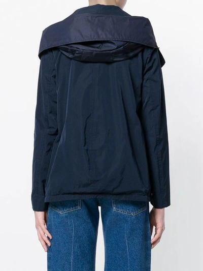 Shop Moncler Belted Parka Jacket In Blue