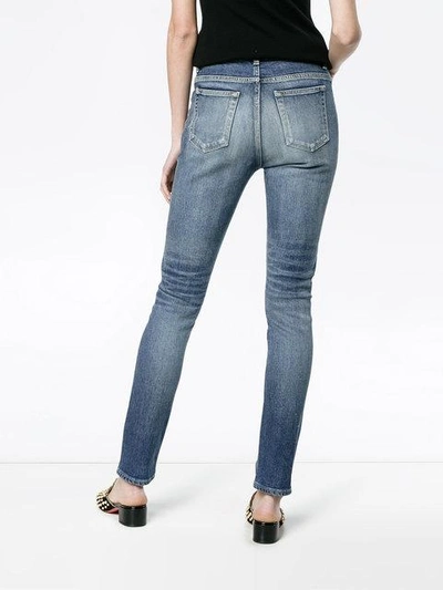 Shop Saint Laurent Mid Rise Skinny Jeans - Blue