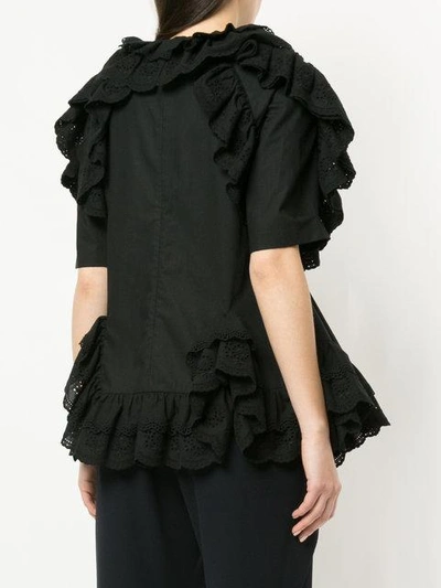 Shop Goen J Ruffle-trimmed Layered Blouse In Black