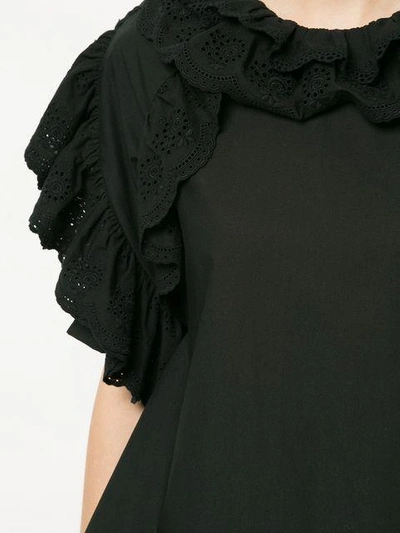 Shop Goen J Ruffle-trimmed Layered Blouse In Black