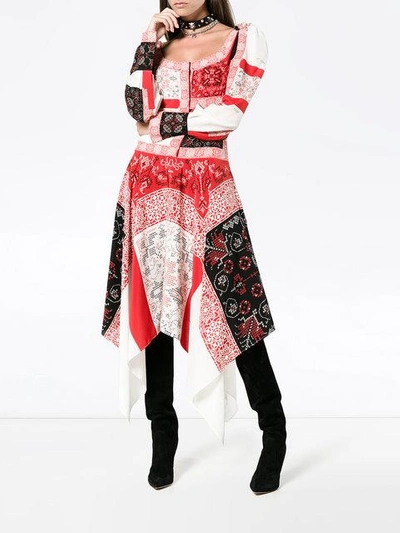 Shop Alexander Mcqueen Patchwork Long Dress In Red