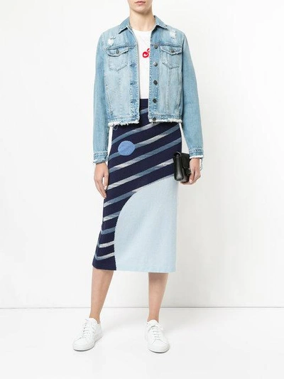 Shop Onefifteen Striped Knitted Skirt In Blue