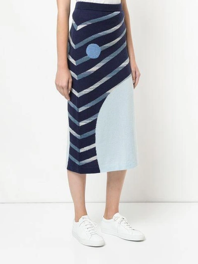 Shop Onefifteen Striped Knitted Skirt In Blue