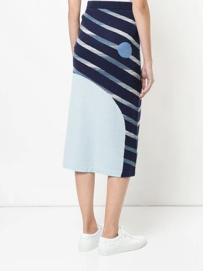 Shop Onefifteen Striped Knitted Skirt In Blue