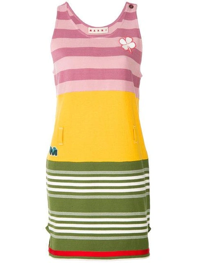 Shop Marni Striped Day Dress In Multicolour